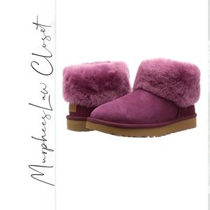 UGG Classic Mini Fluff Bougainvillea | Burgandy | Size 8